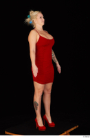  Jarushka Ross dressed red dress red high heels standing whole body 0008.jpg